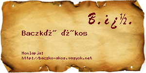 Baczkó Ákos névjegykártya